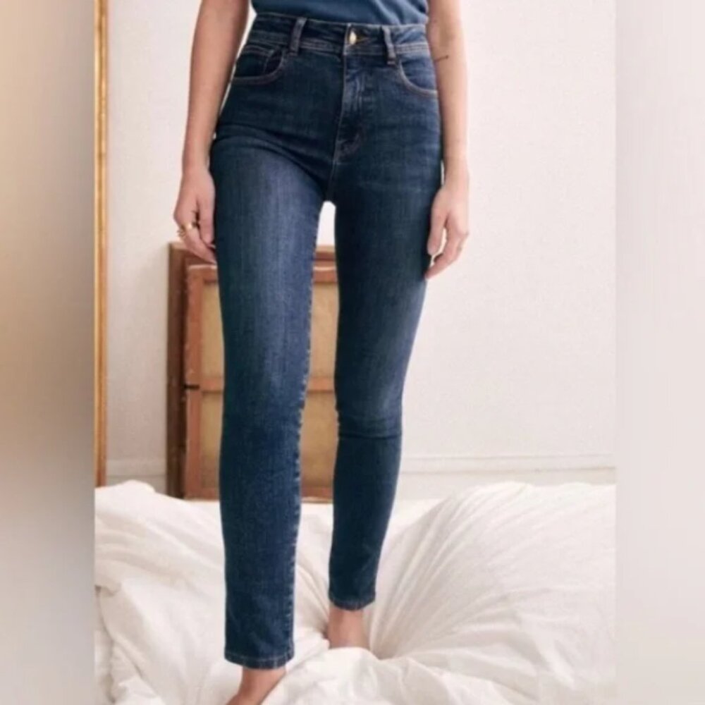 Sezane Women's Slim Parfait Mid-Rise Skinny Denim Jeans Size 26 Blue